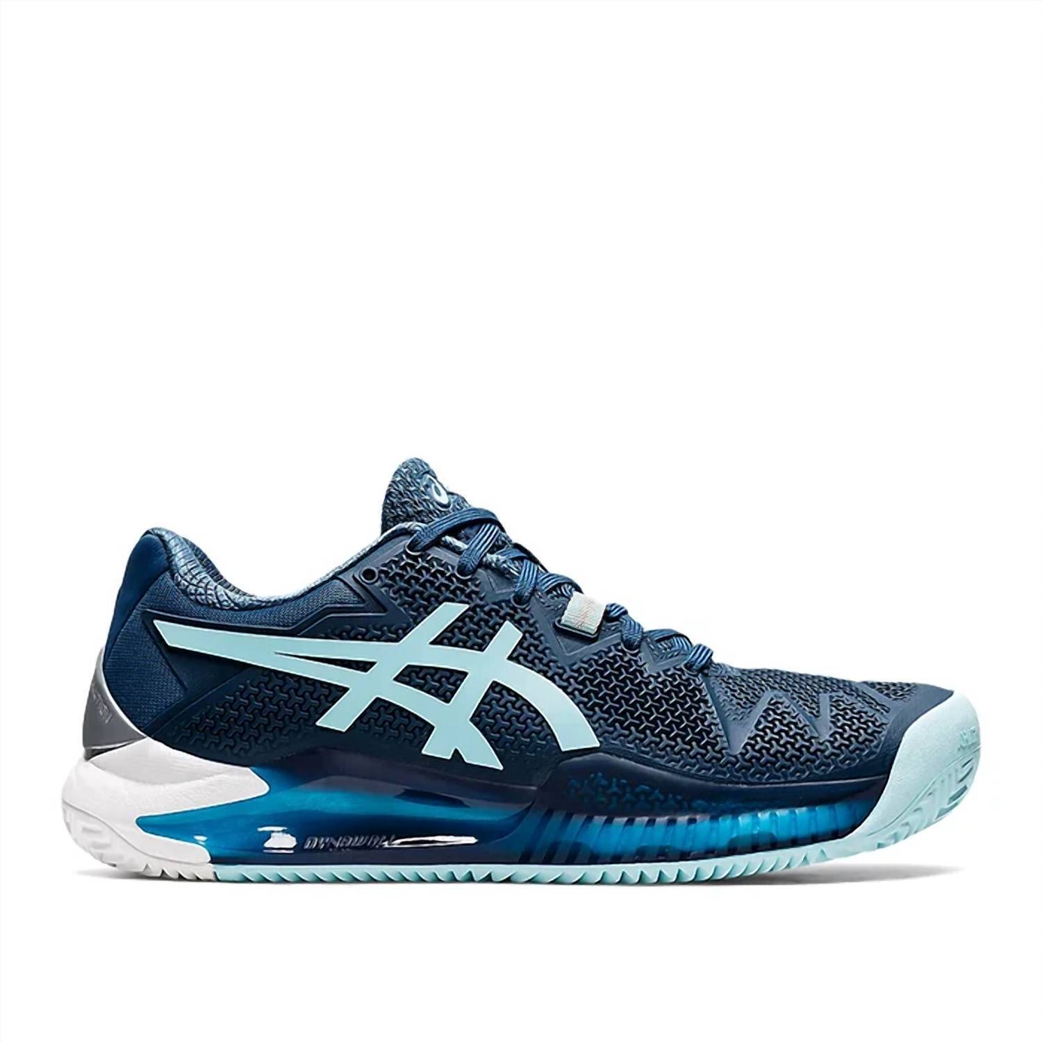 New Asics Women's Gel Resolution 8 Sneaker In Light Indigo/Clear Blue